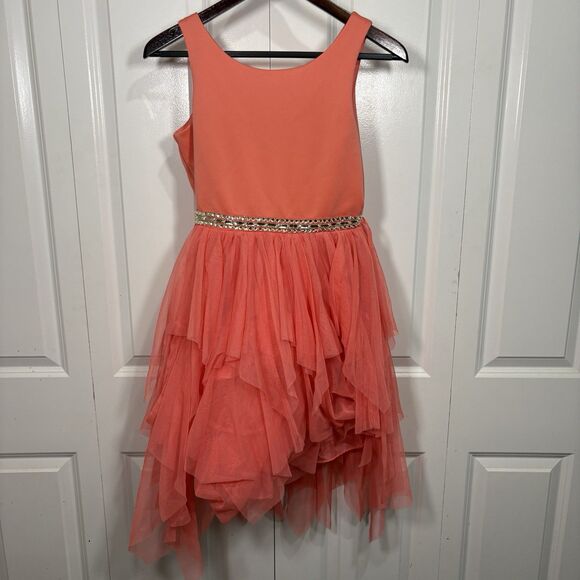 Emily West Girls Dress 16 Coral Tulle Party Formal Prom Dance Special Occasion - Picture 1 of 8